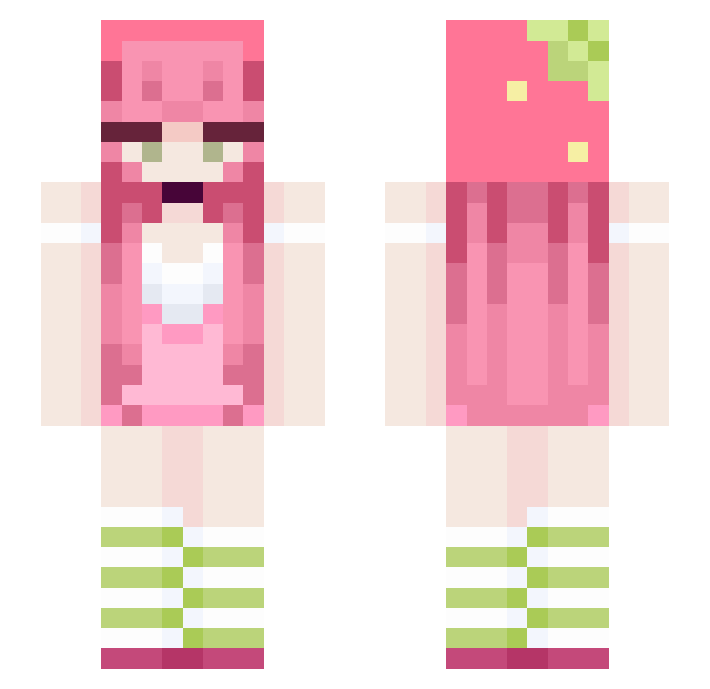 strawberiley Minecraft skin, front and back view
