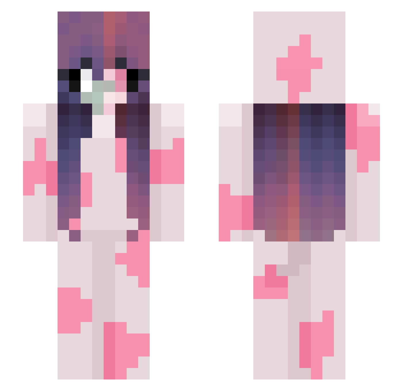 Bepsie Minecraft skin, front and back view