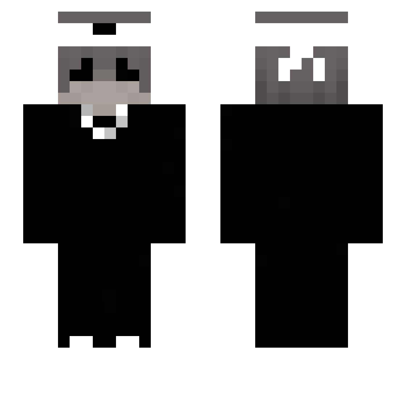 sinhighwaters Minecraft skin, front and back view