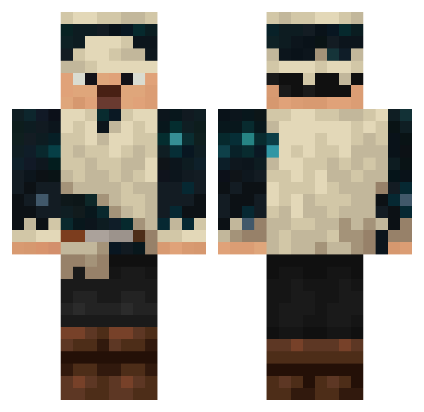 damorj Minecraft skin, front and back view