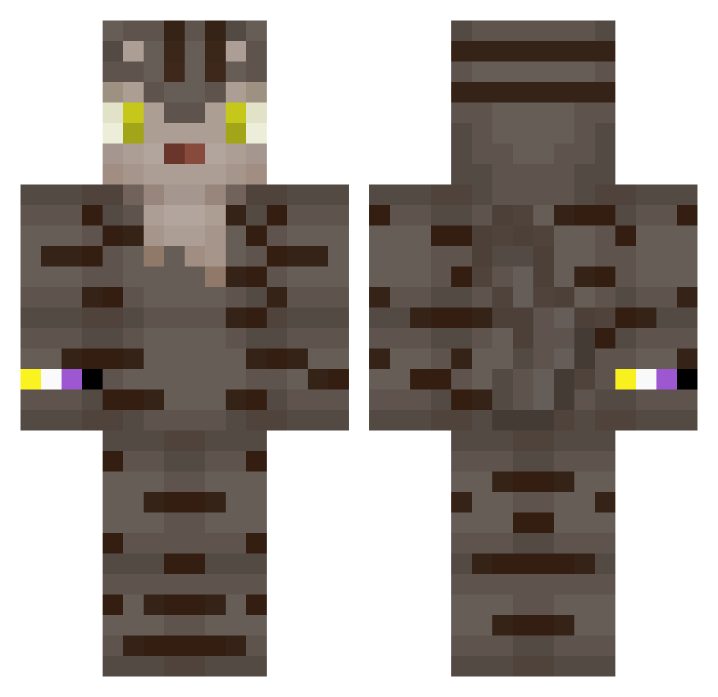 viridianlee Minecraft skin, front and back view