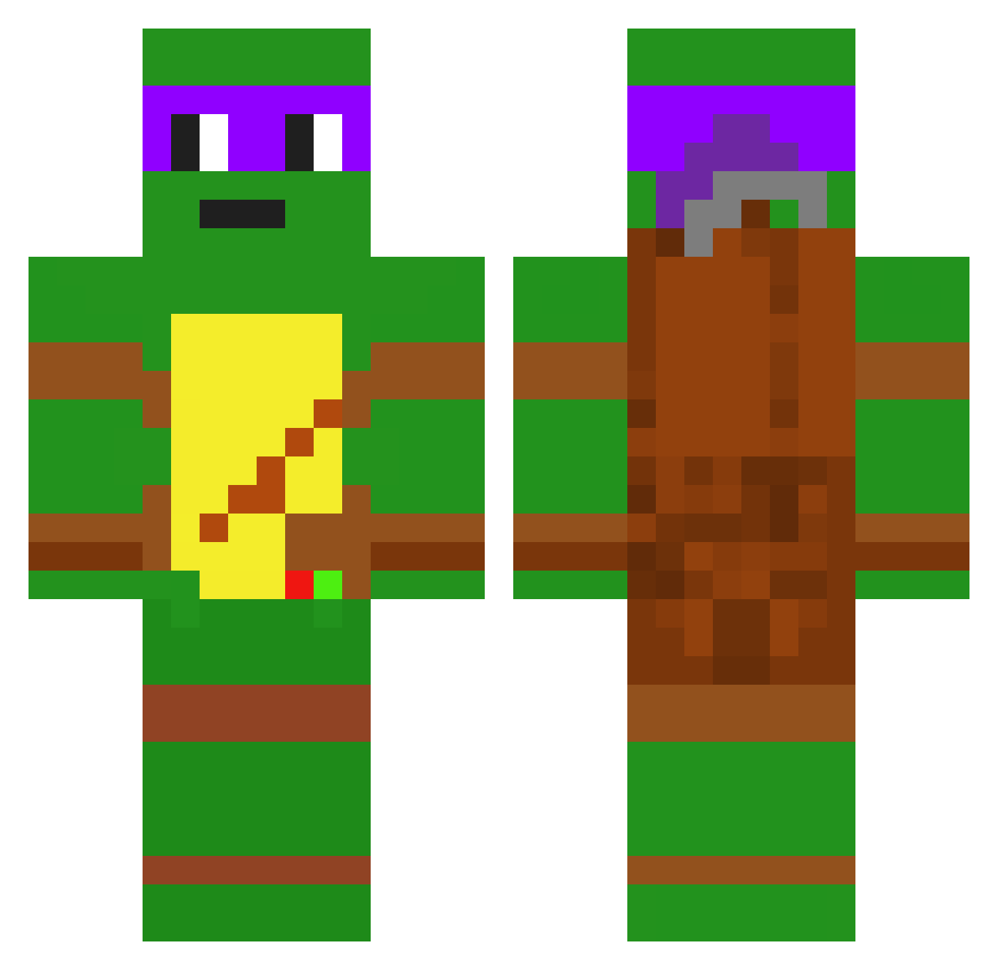 Fisherrrrr Minecraft skin, front and back view