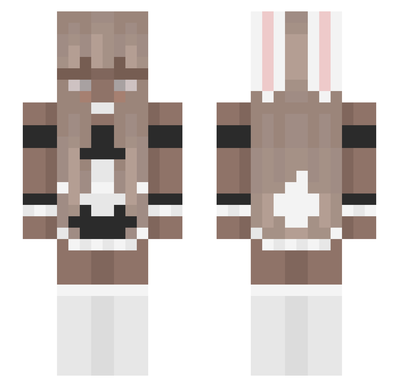 Zeoyx Minecraft skin, front and back view