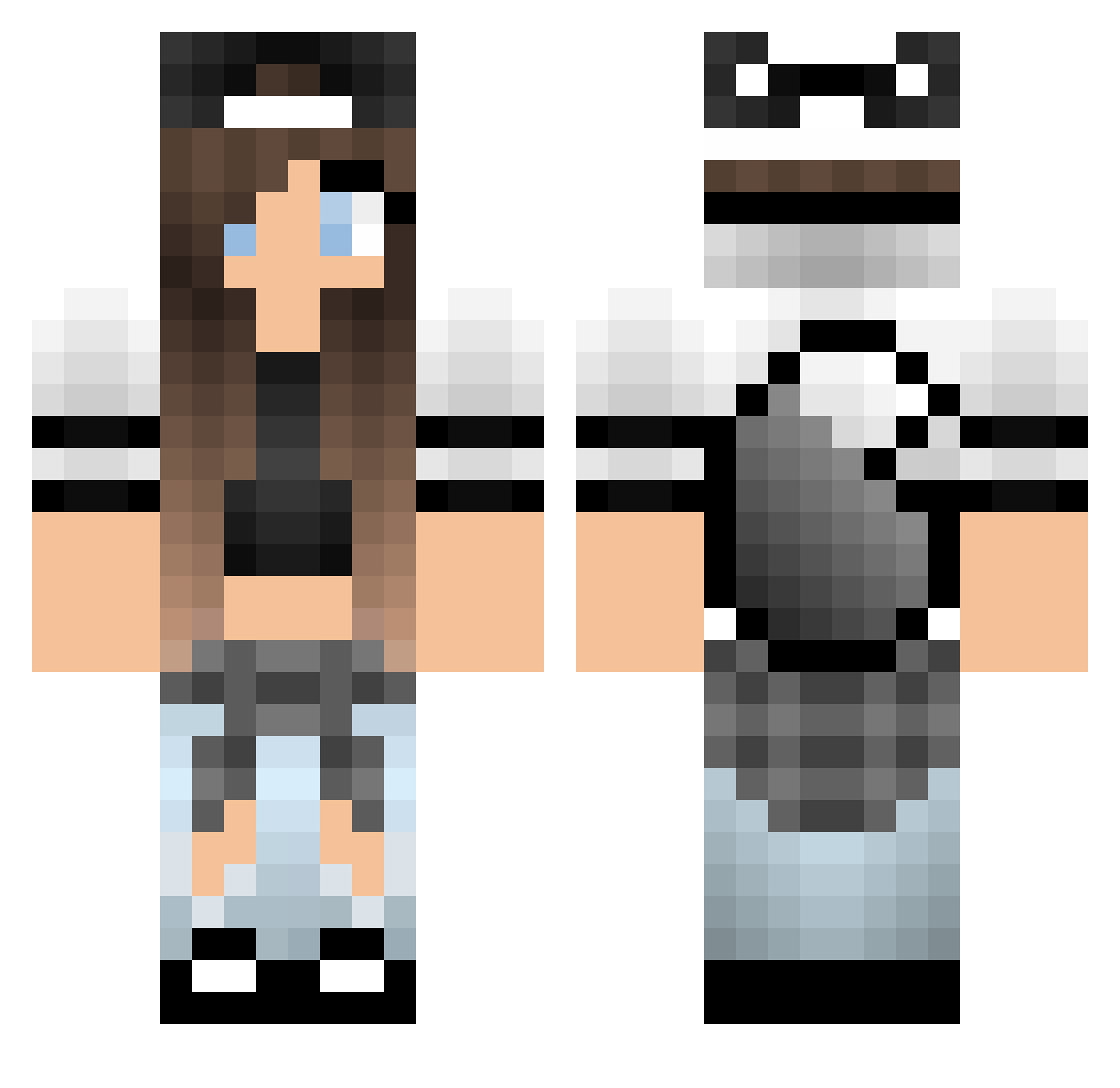 prefigure Minecraft skin, front and back view