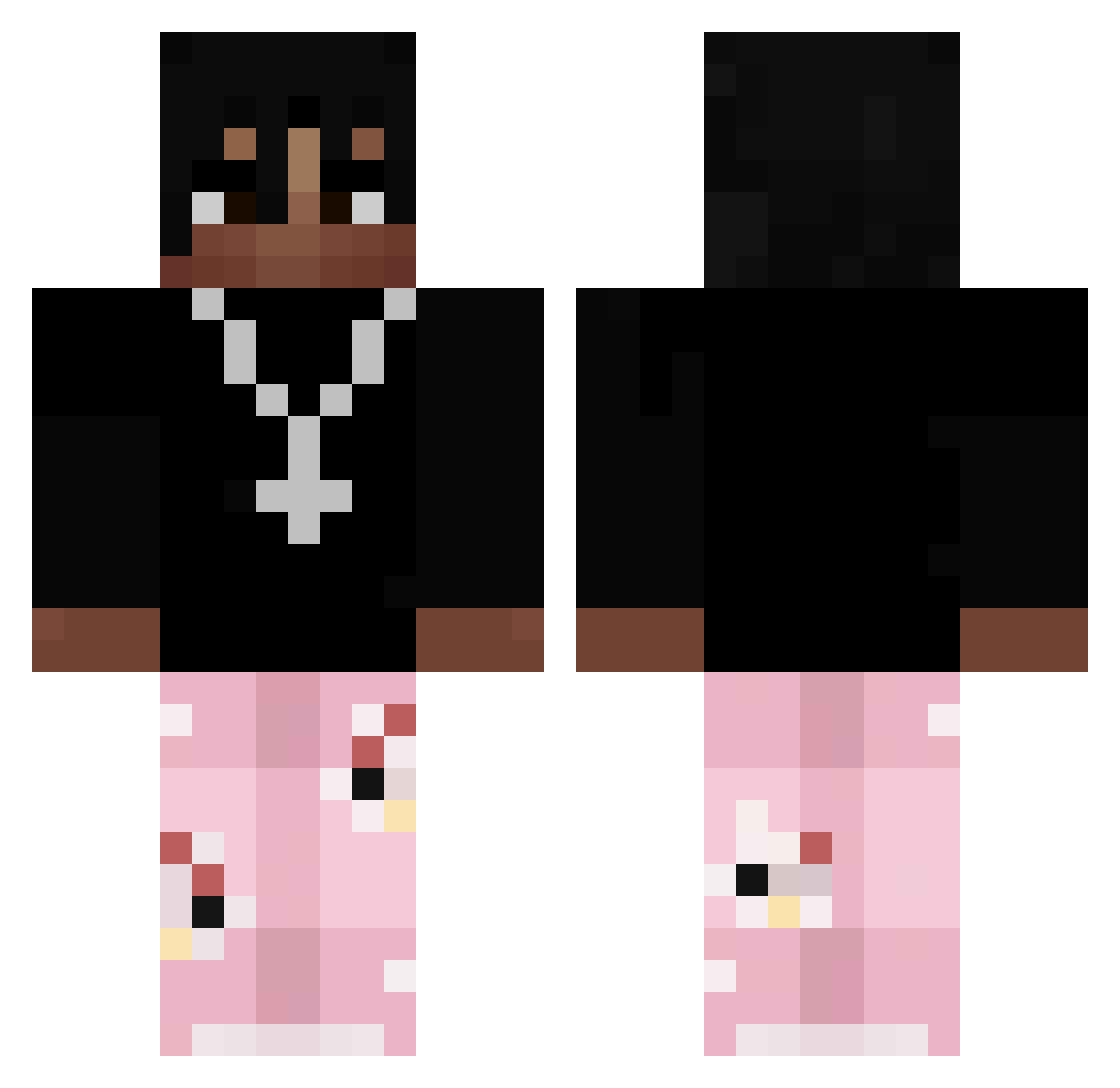 Veldemortx Minecraft skin, front and back view