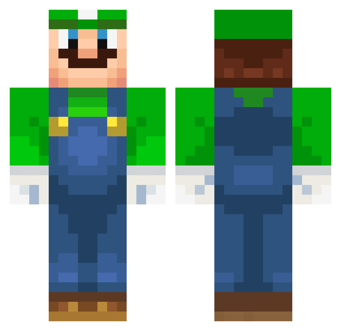 SkatorGator Minecraft skin, front and back view