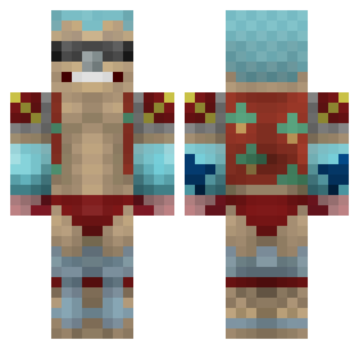 DuffSum Minecraft skin, front and back view