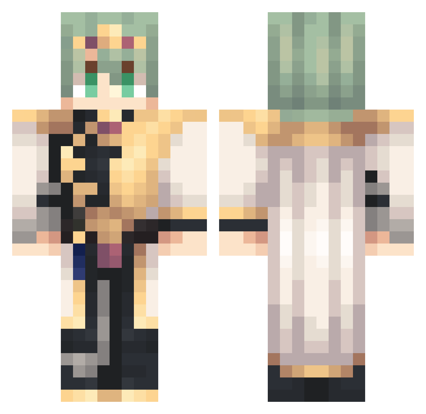 scarecrowy Minecraft skin, front and back view
