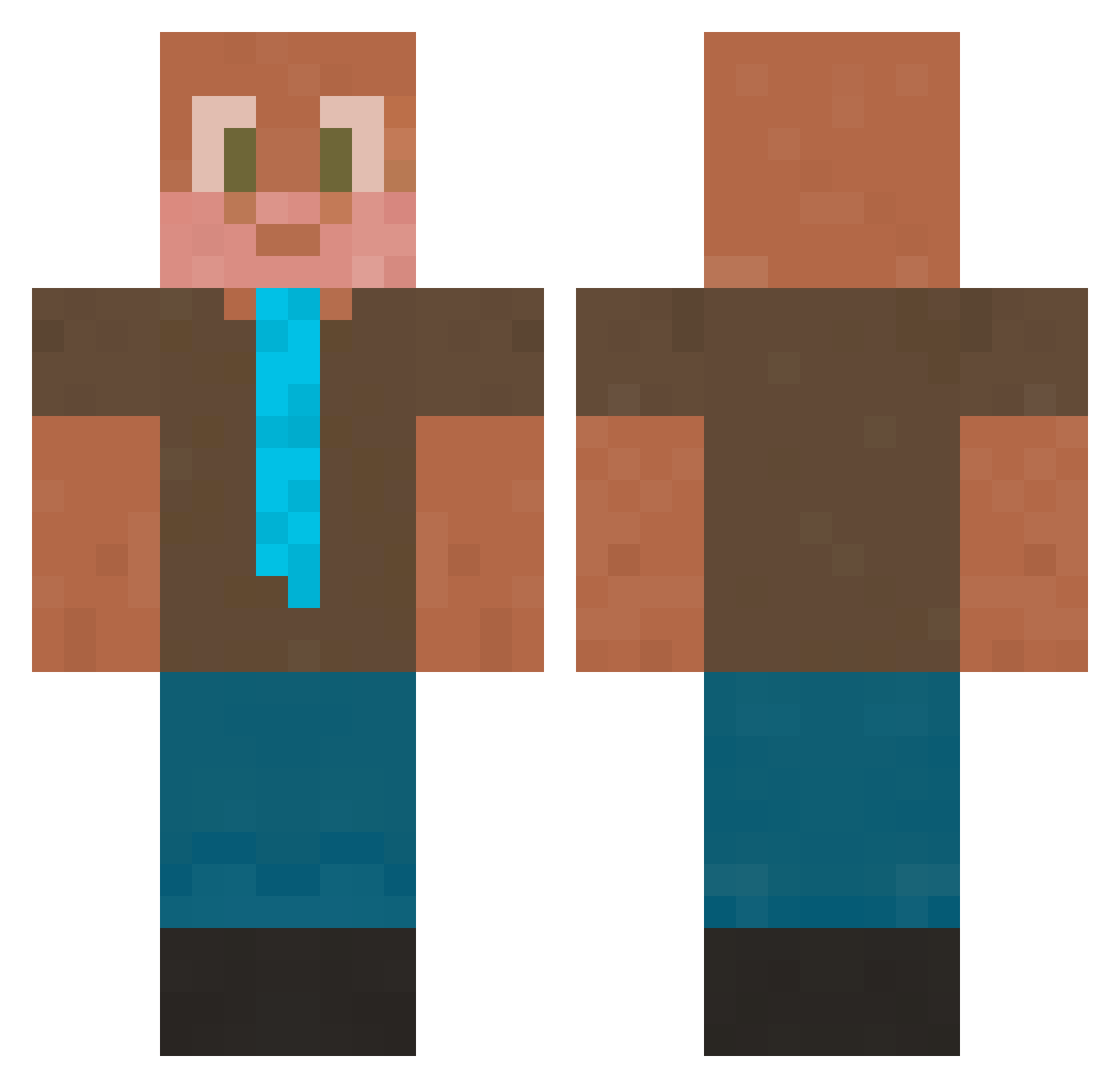 Anticipated Minecraft skin, front and back view