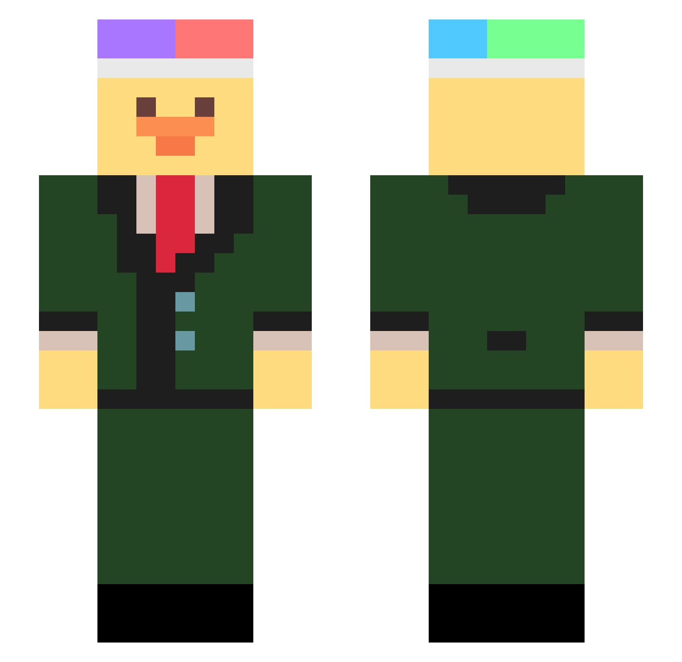 Gaited Minecraft skin, front and back view