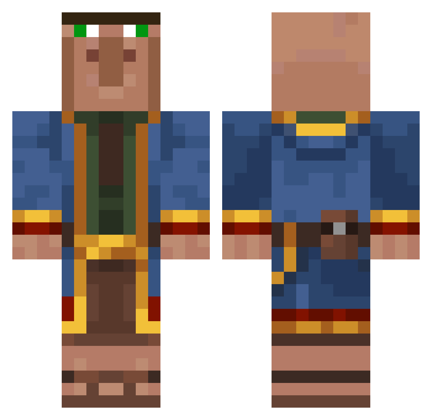 Schlomistan Minecraft skin, front and back view