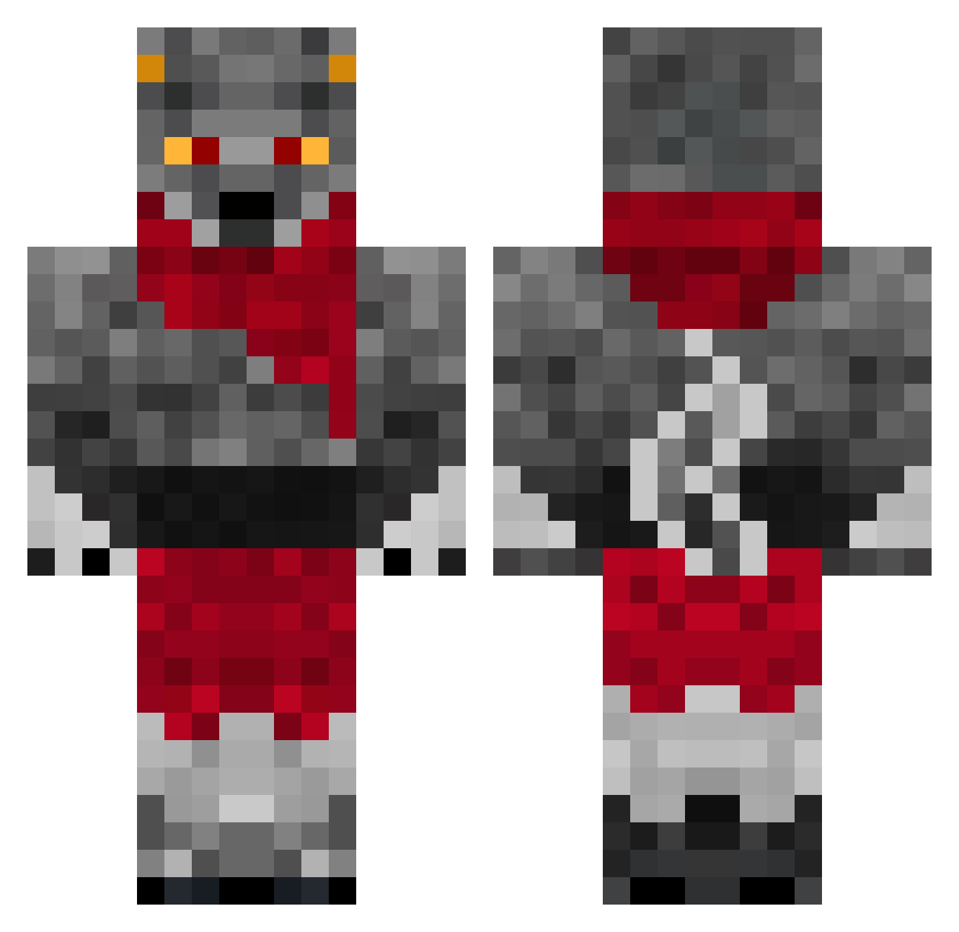 RexDragonWolf Minecraft skin, front and back view