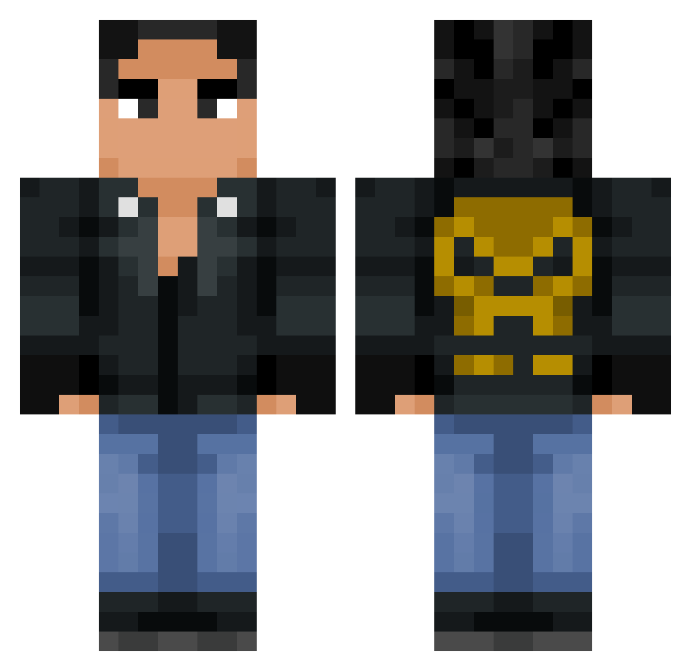 zxpired Minecraft skin, front and back view