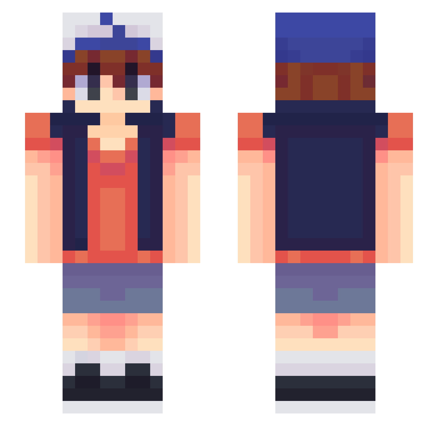 Gecentric Minecraft skin, front and back view