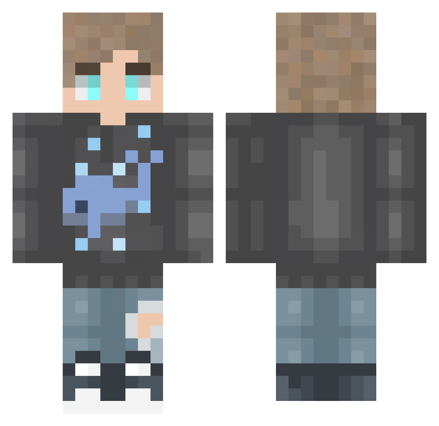 BeiDavid Minecraft skin, front and back view