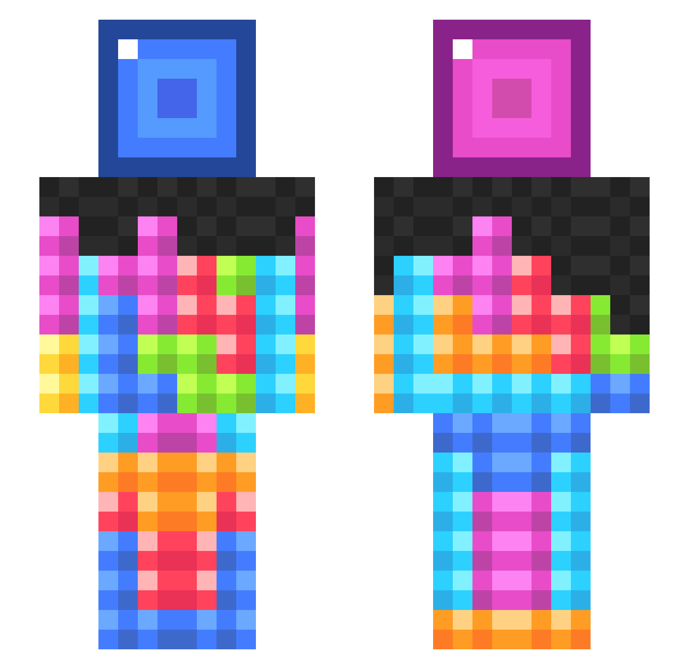 OhGio Minecraft skin, front and back view