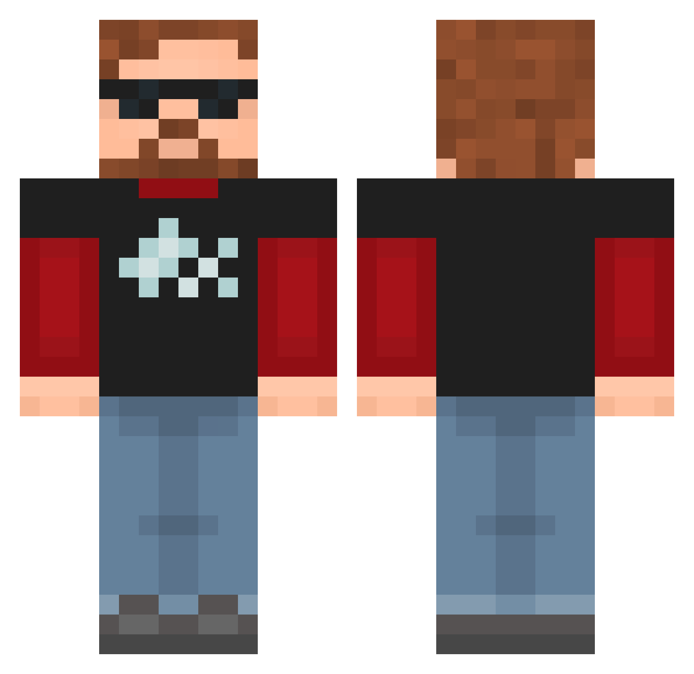 MaonnaFiero Minecraft skin, front and back view