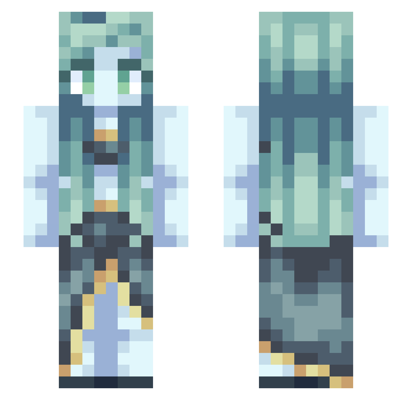 Metzels Minecraft skin, front and back view