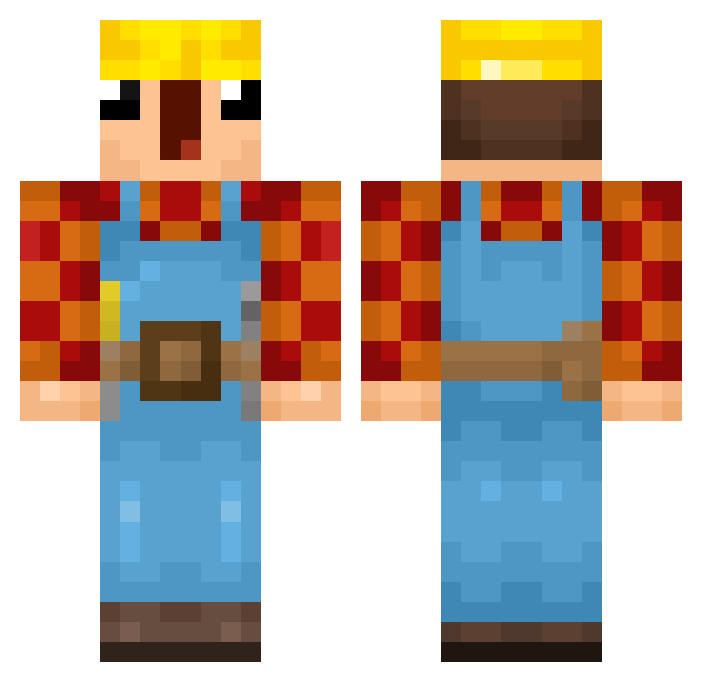 sixvo Minecraft skin, front and back view