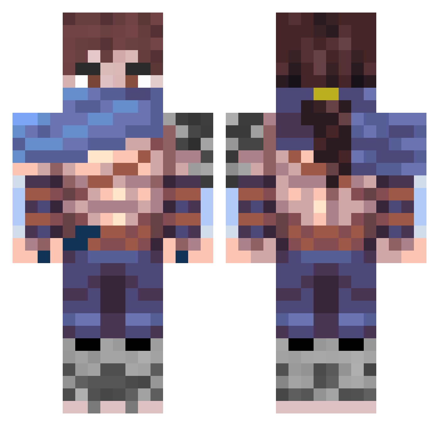 X4NTSHIESTY Minecraft skin, front and back view