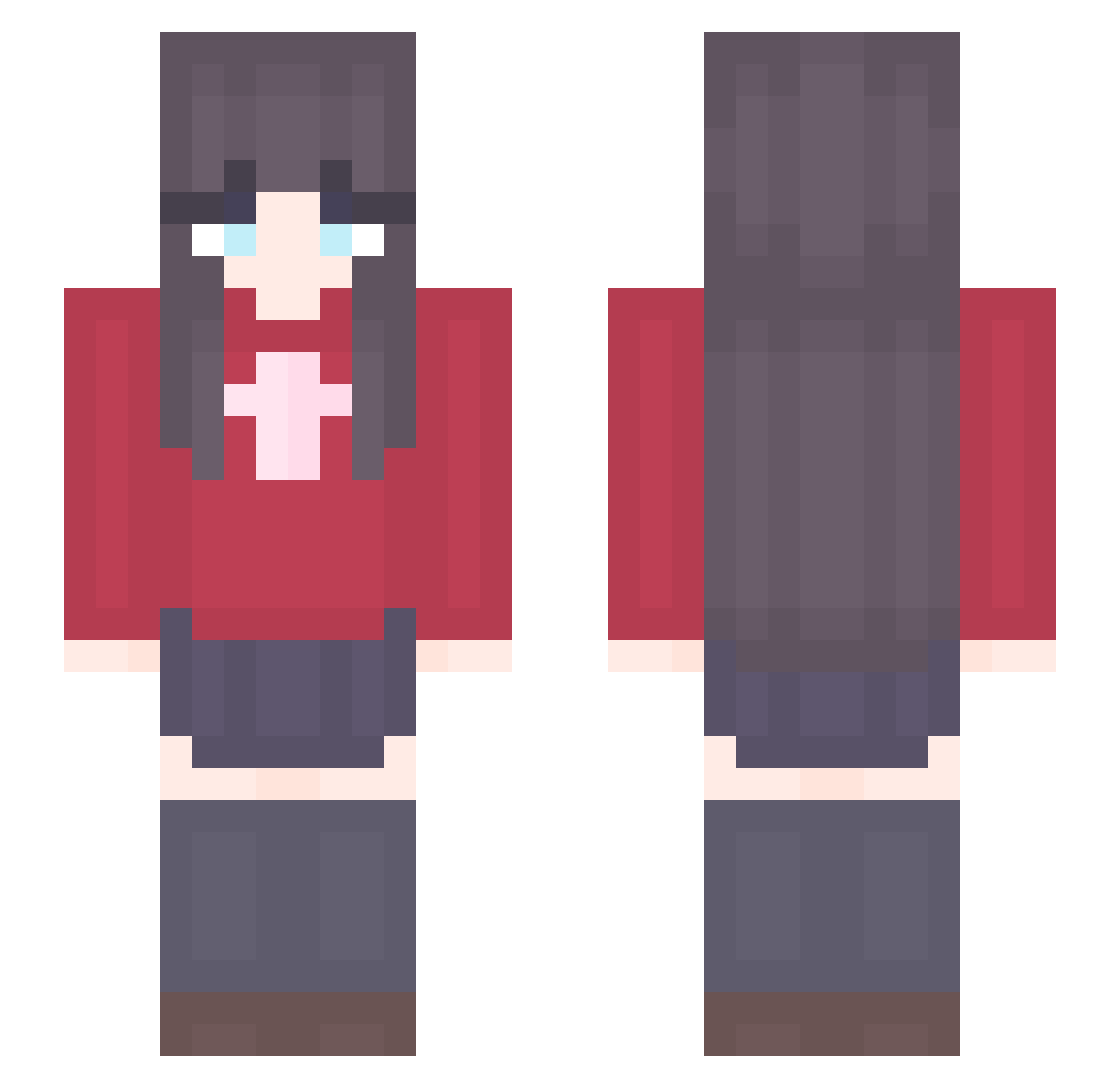 Tohsakaraku Minecraft skin, front and back view