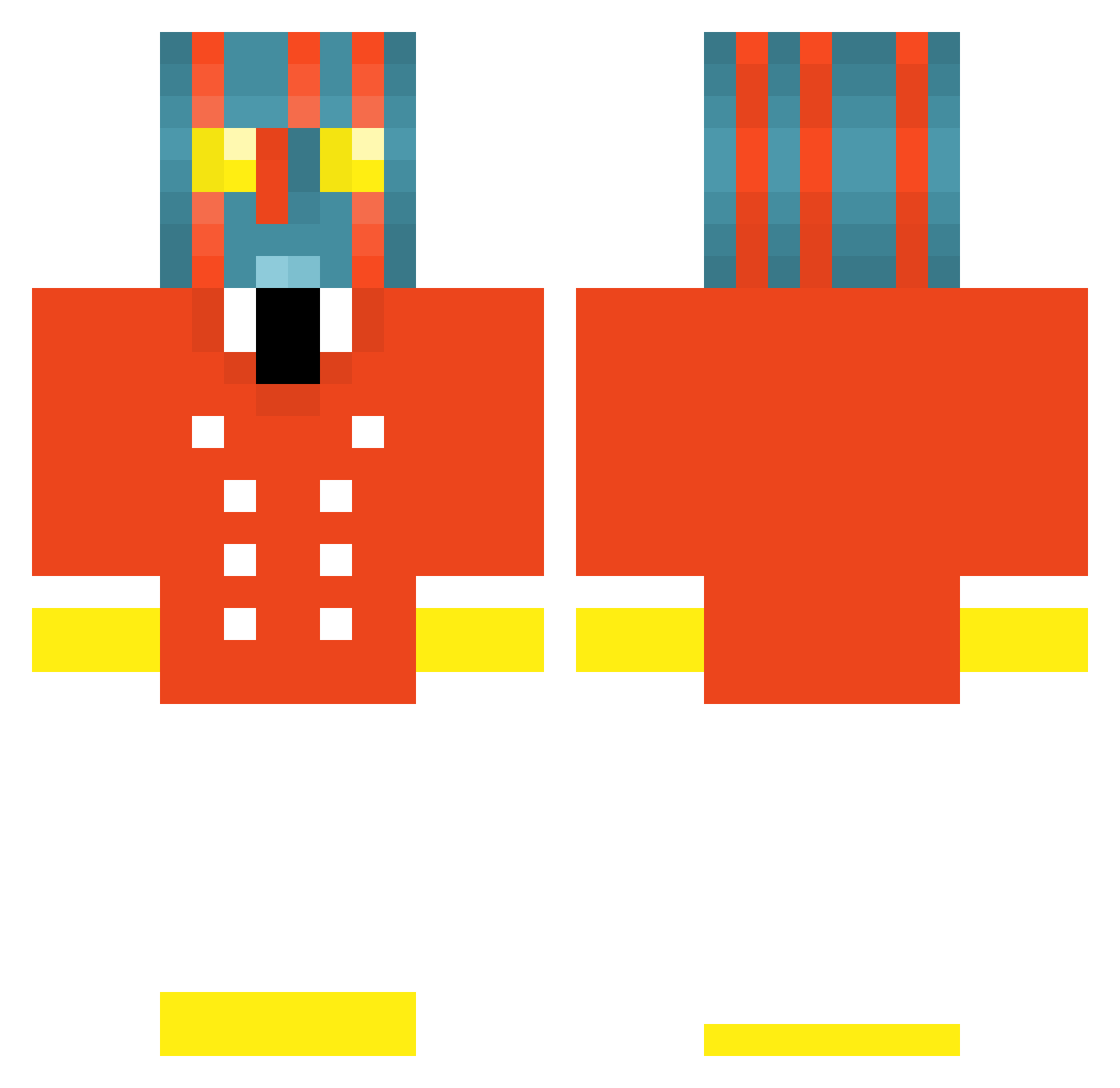 birdOfermes Minecraft skin, front and back view