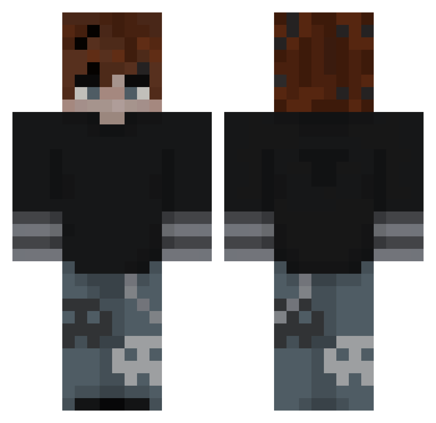 Jurassic_slug Minecraft skin, front and back view