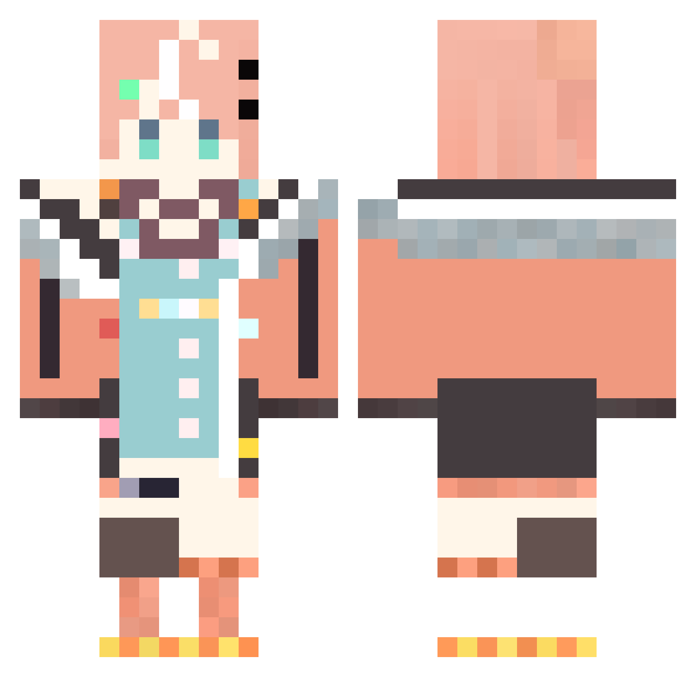 Ritchan1227 Minecraft skin, front and back view