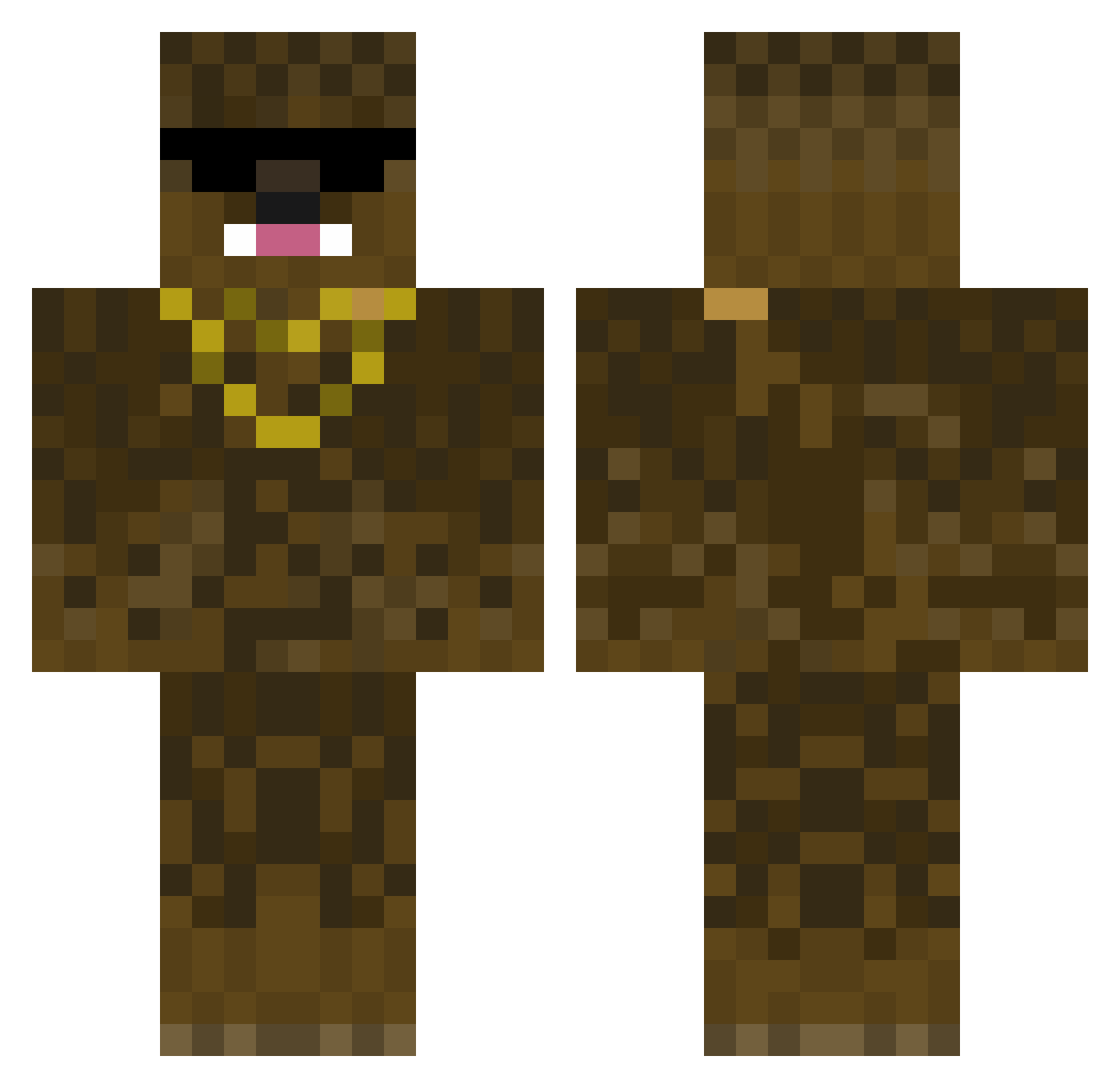 BACCAPHOBIA Minecraft skin, front and back view