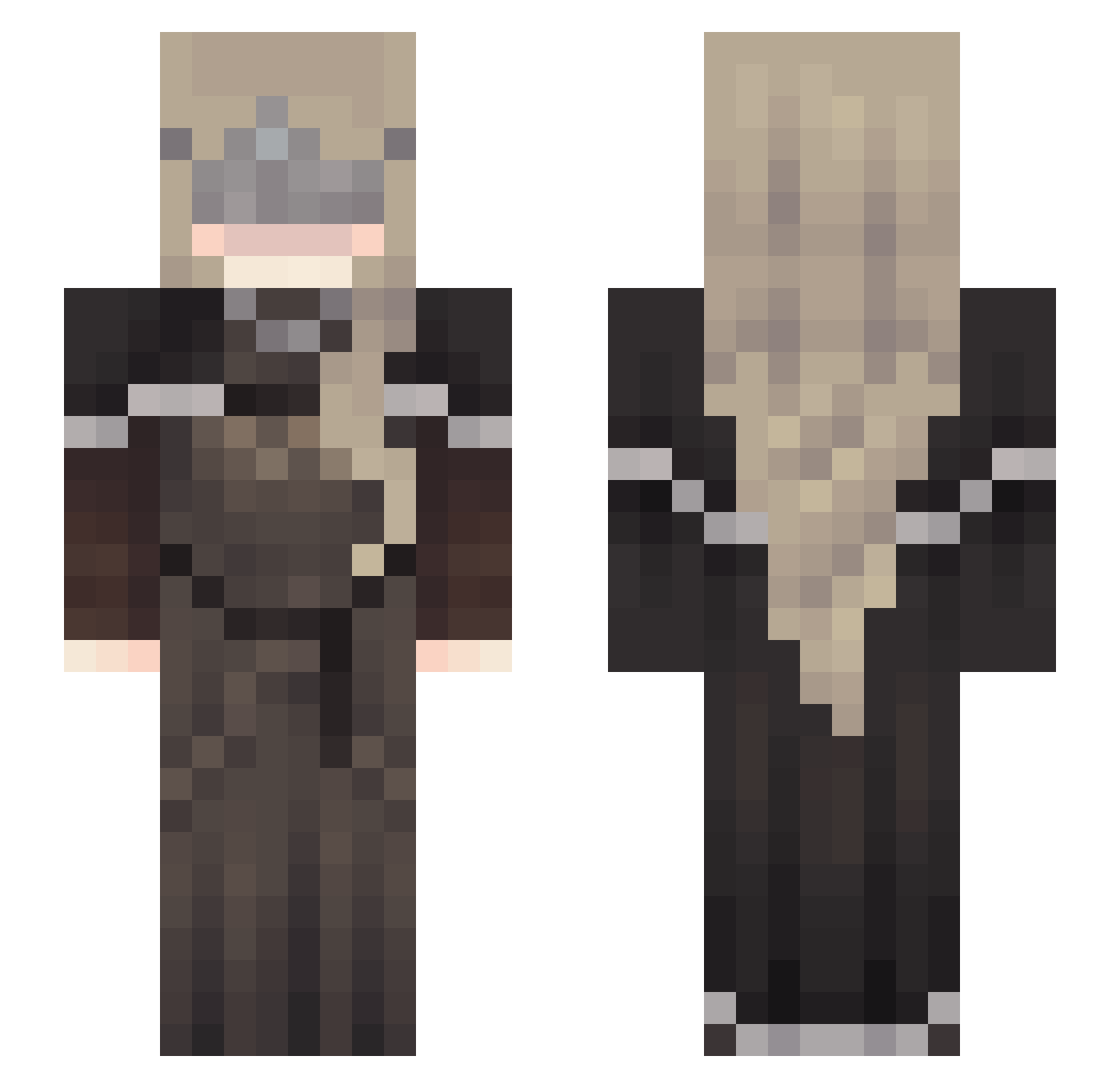 Jujuuls Minecraft skin, front and back view