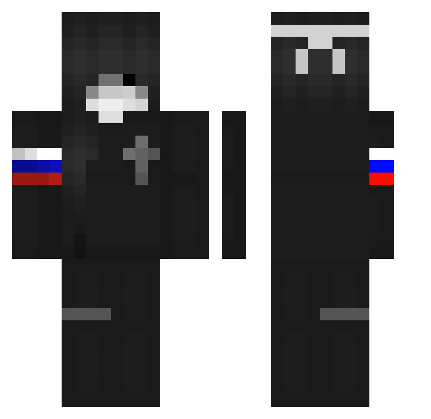 ichbinq3 Minecraft skin, front and back view