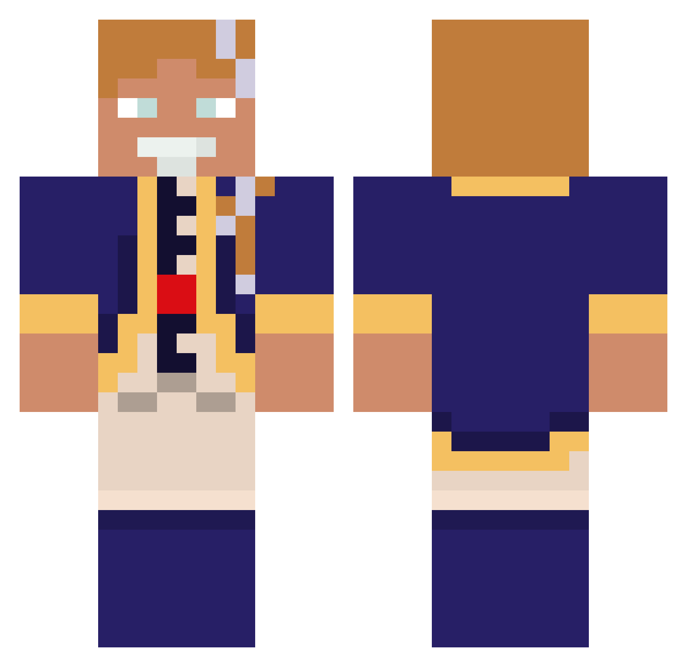 sansdaco Minecraft skin, front and back view