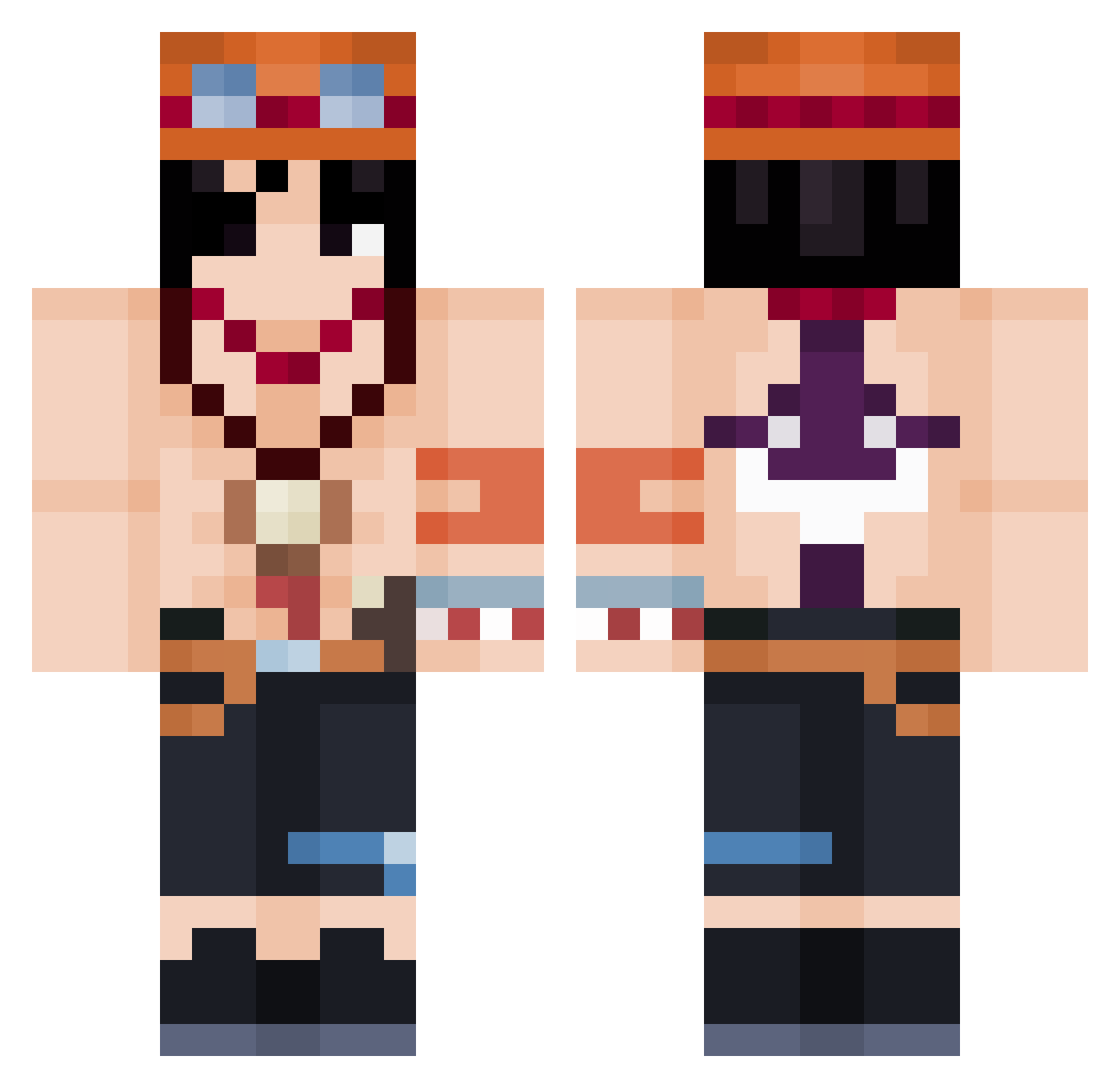 crustyfootcrust Minecraft skin, front and back view