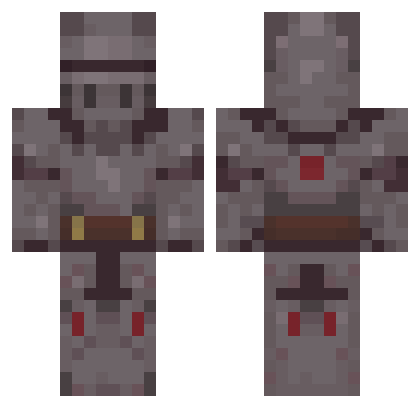 Bugmania Minecraft skin, front and back view