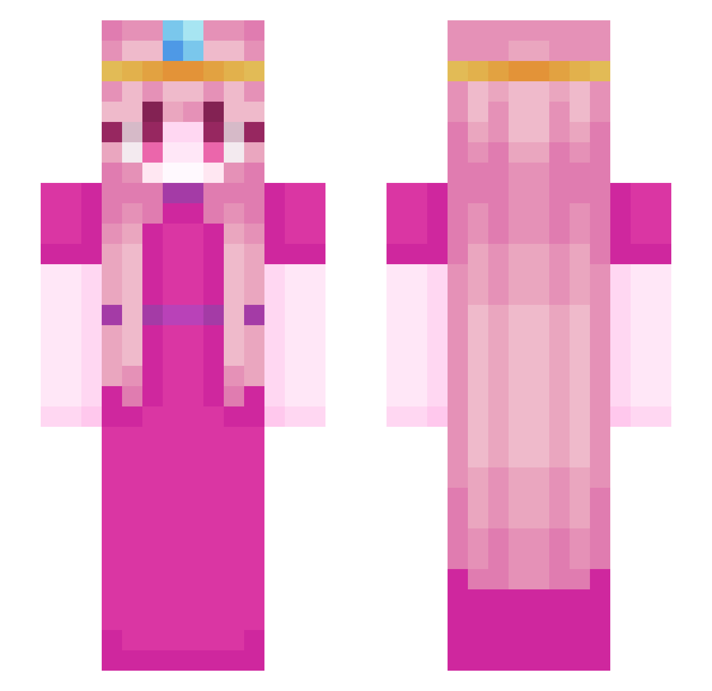 Crazyscrublady Minecraft skin, front and back view