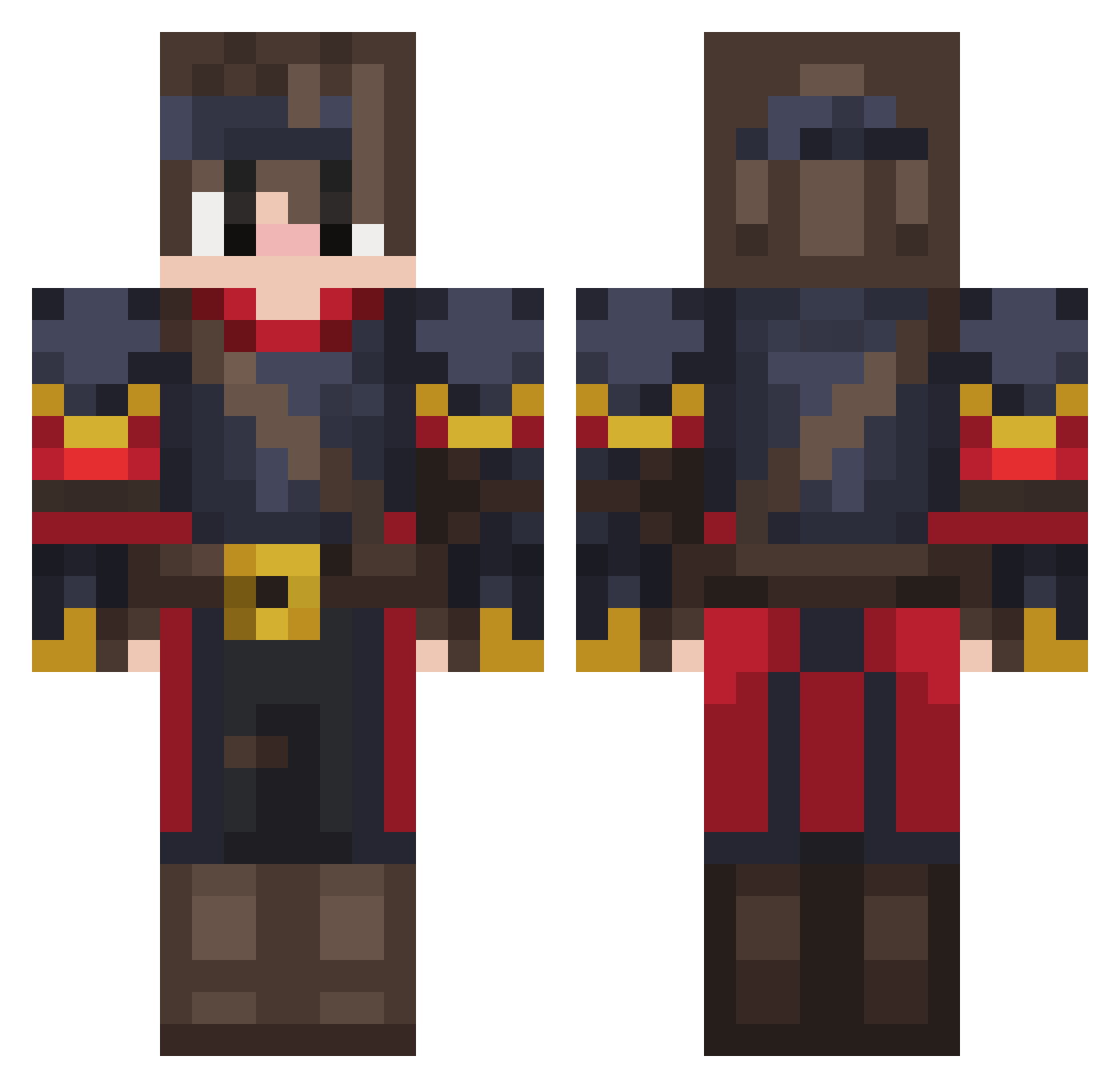 skdv Minecraft skin, front and back view