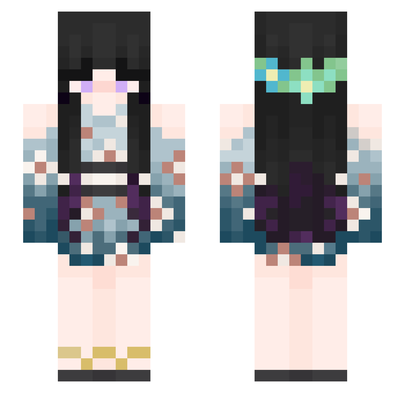 MeliHope Minecraft skin, front and back view