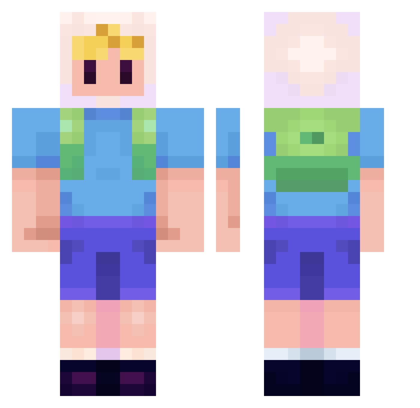 AmaxingButterfly Minecraft skin, front and back view