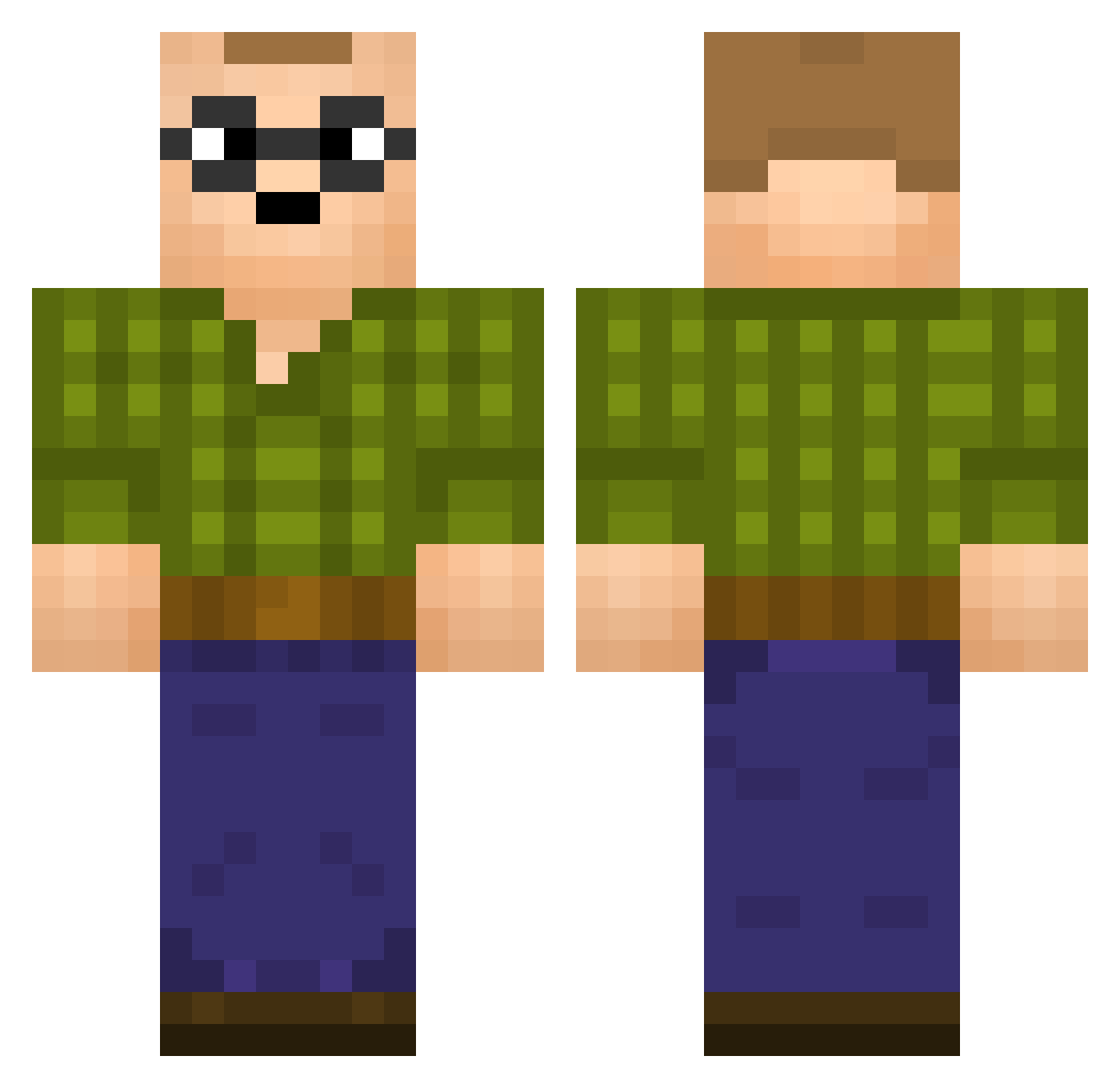 Kihny Minecraft skin, front and back view