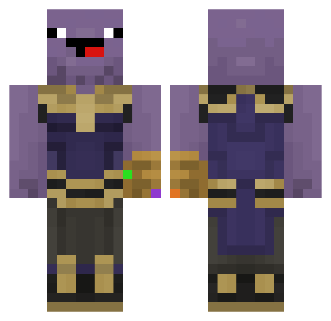 Thanos93 Minecraft skin, front and back view