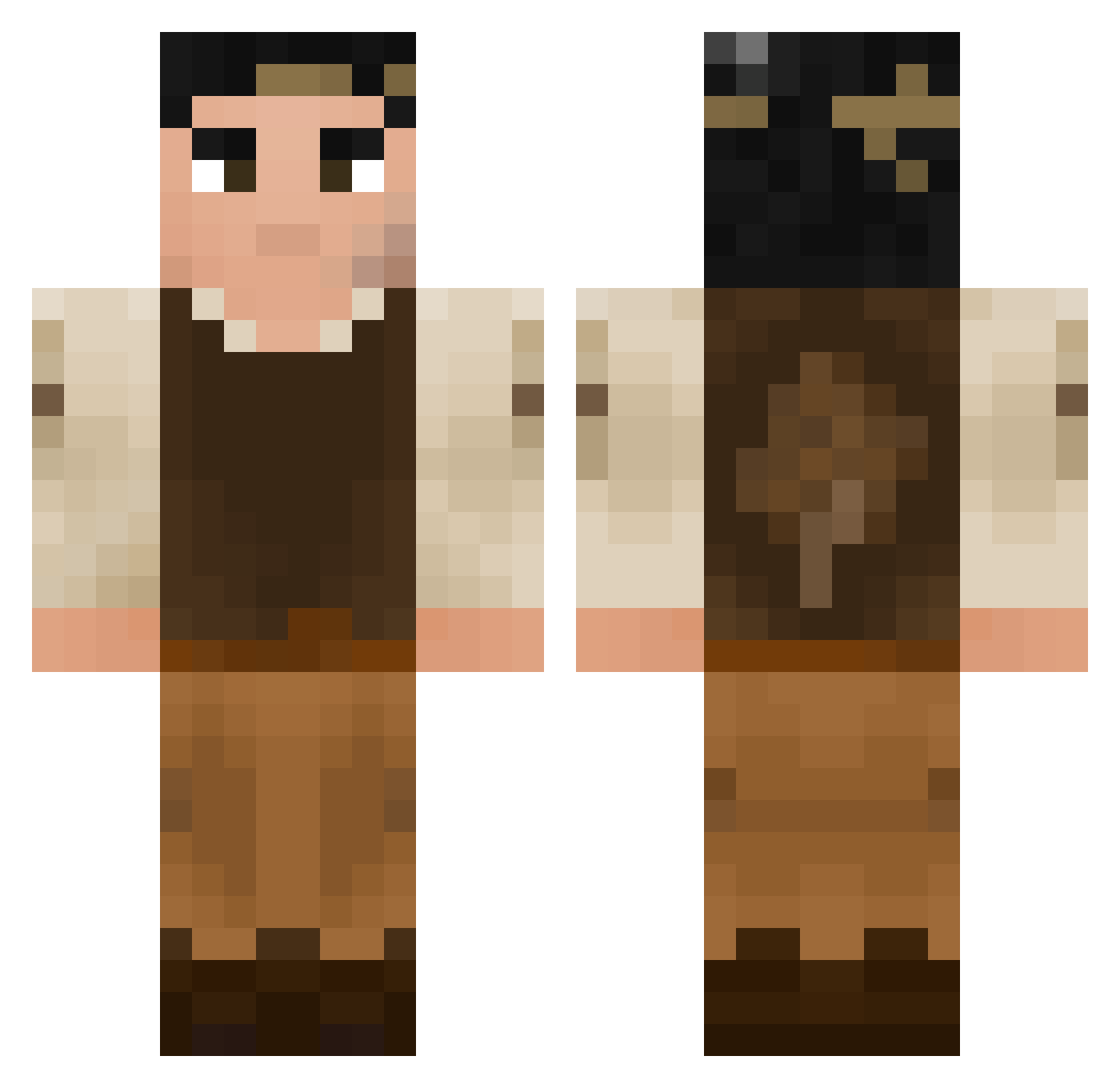 Toiku Minecraft skin, front and back view