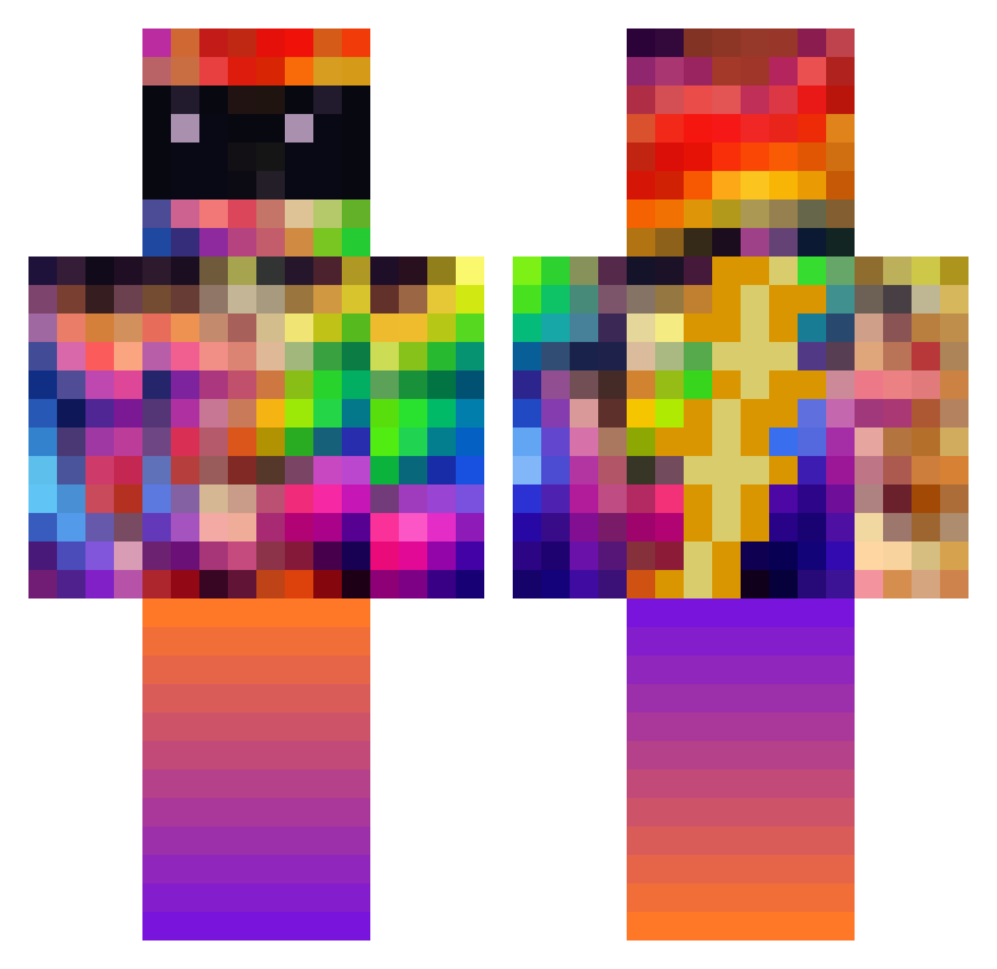 tozzboss Minecraft skin, front and back view