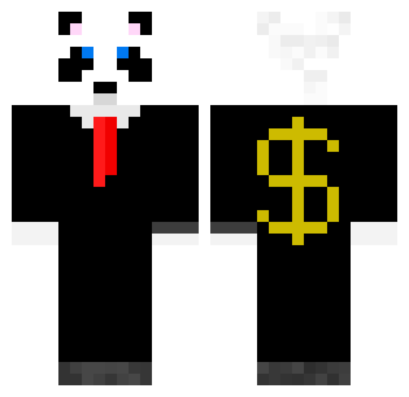 oThock Minecraft skin, front and back view
