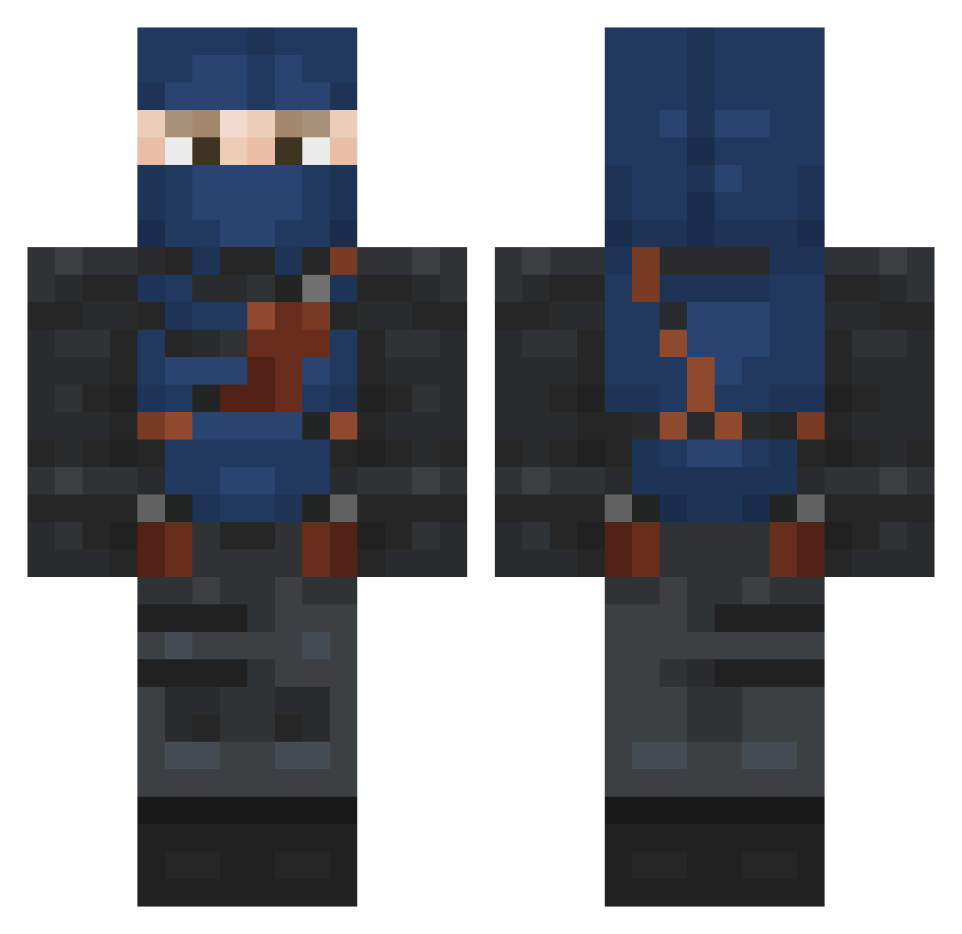 atourasu Minecraft skin, front and back view
