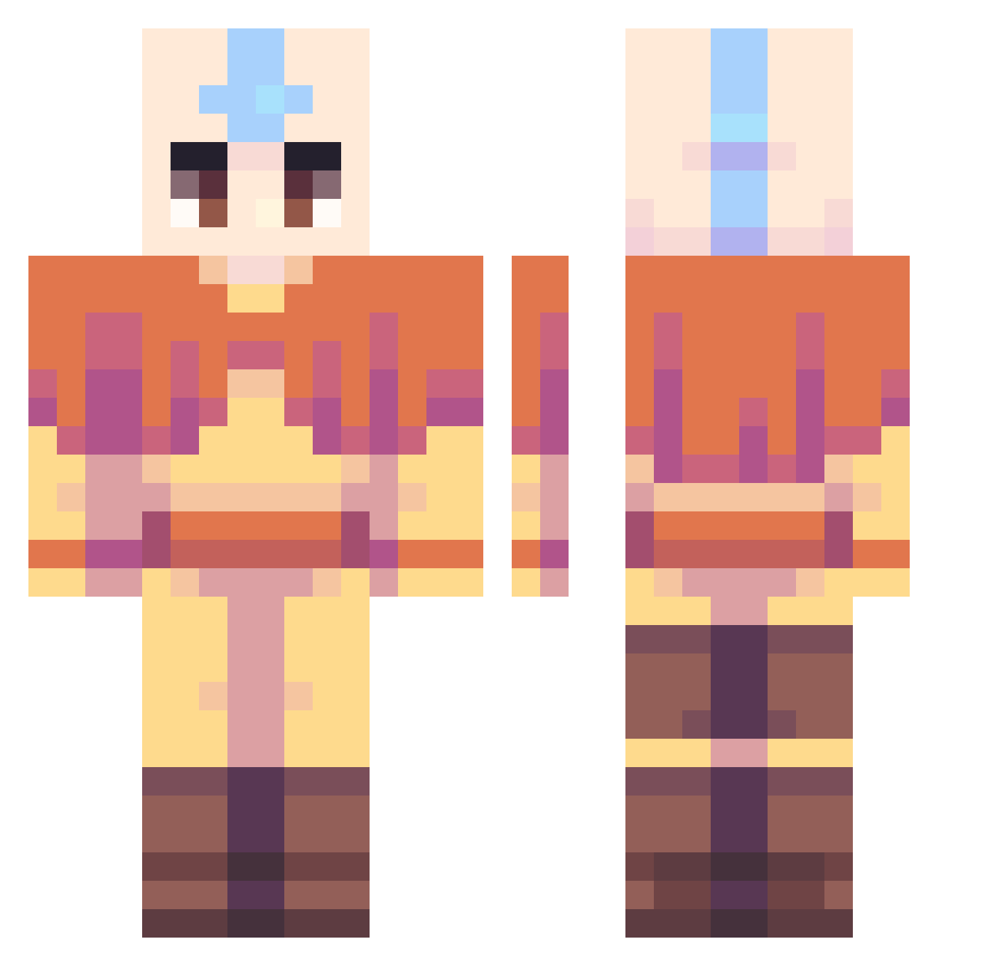 Mangdrew Minecraft skin, front and back view