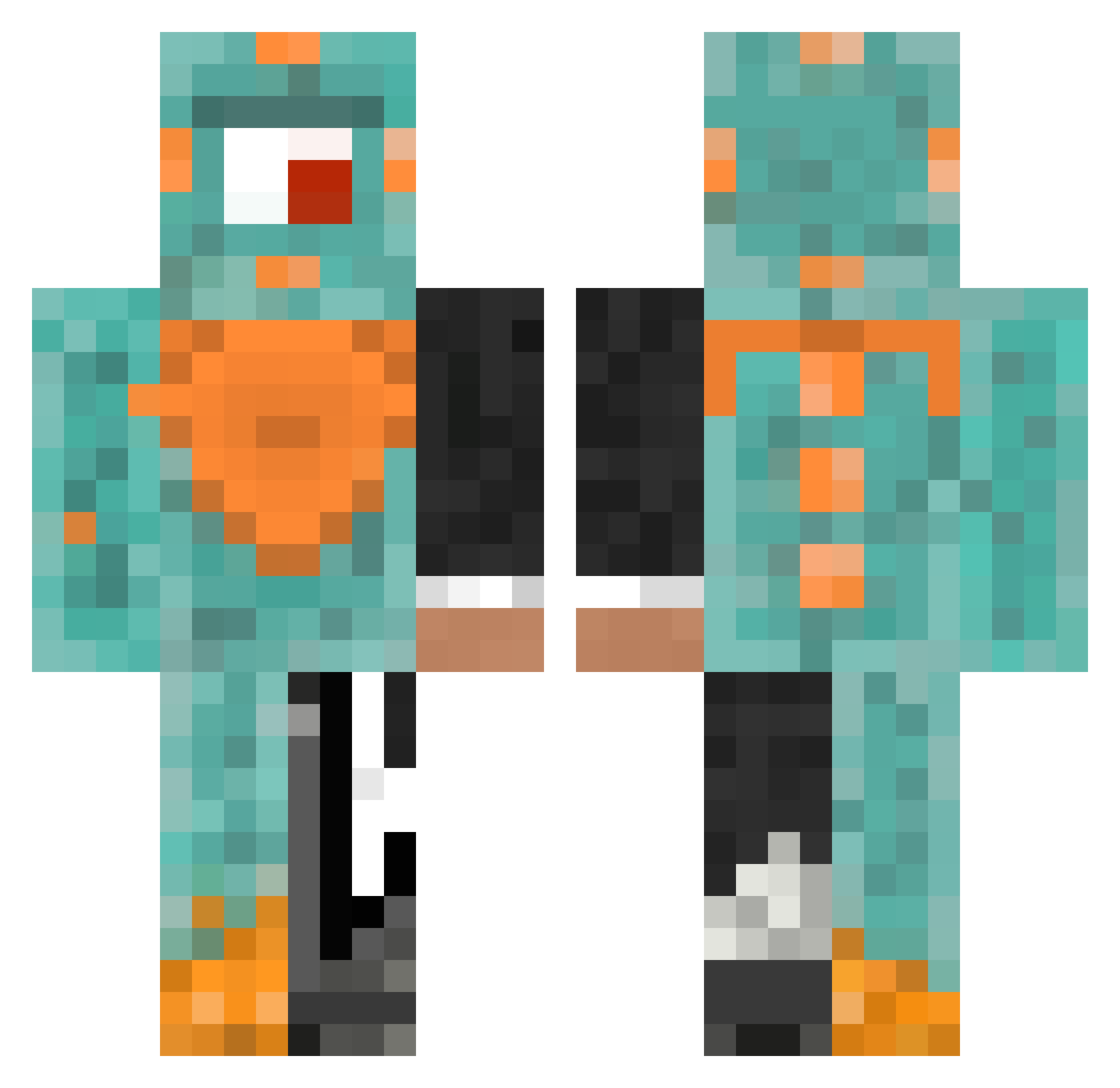 Instancing Minecraft skin, front and back view