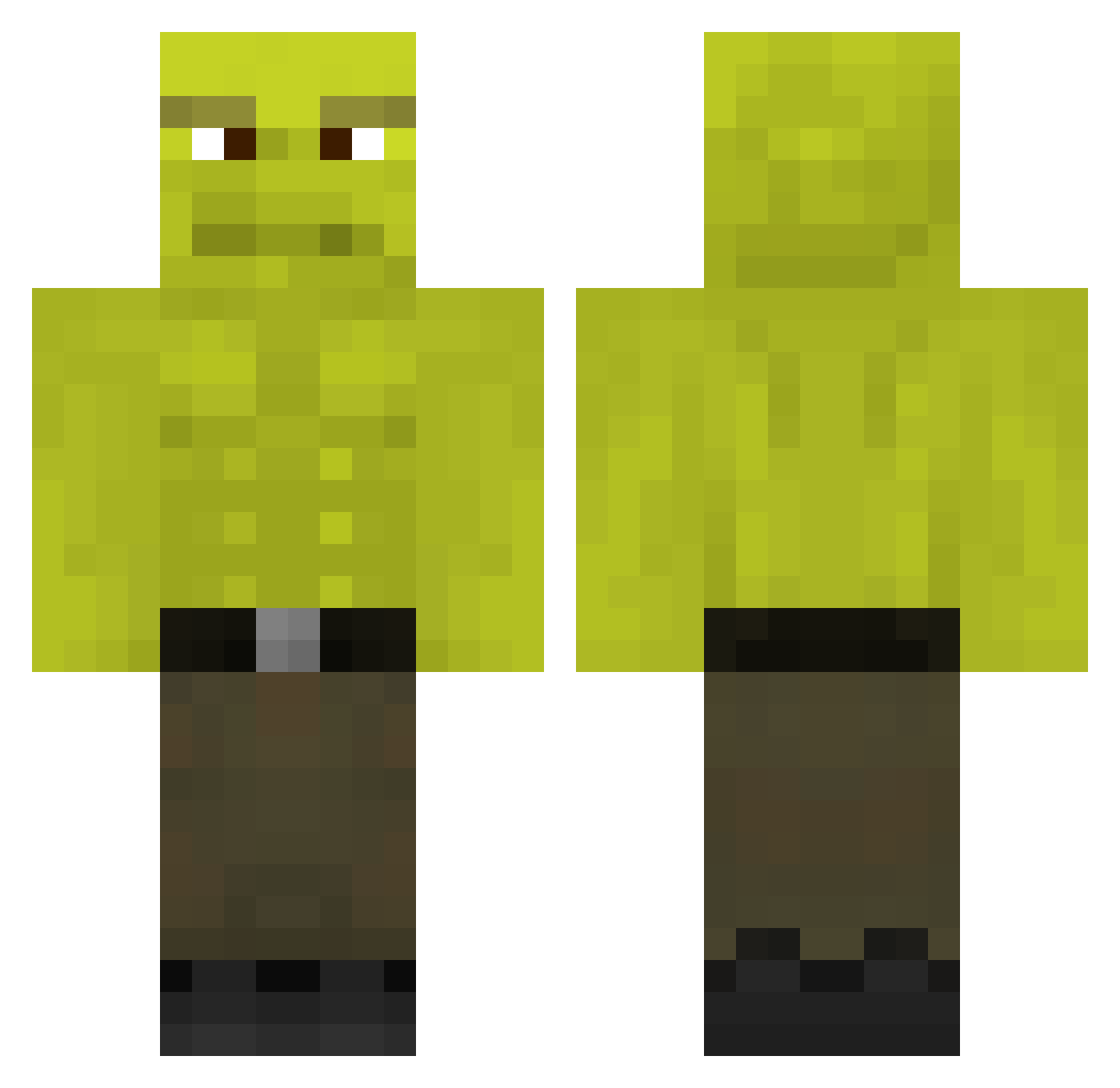 187Shrek Minecraft skin, front and back view