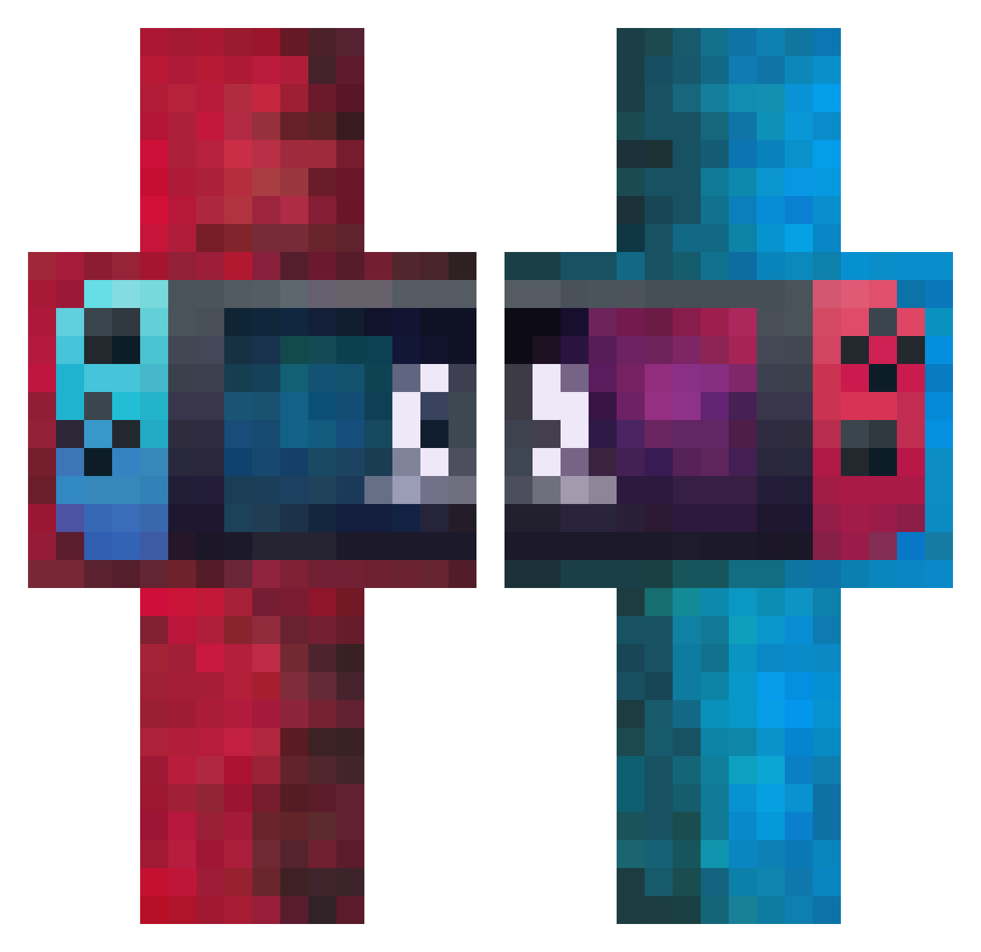 Axolta Minecraft skin, front and back view