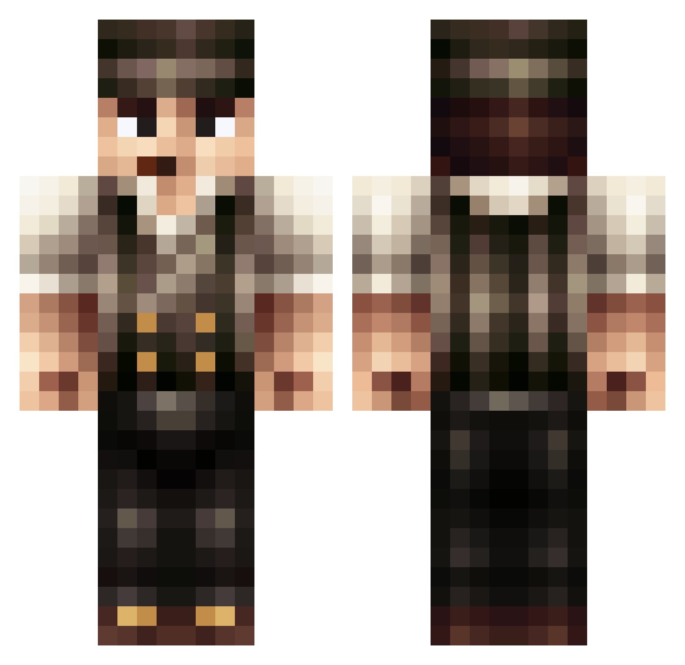 miniscarabe Minecraft skin, front and back view