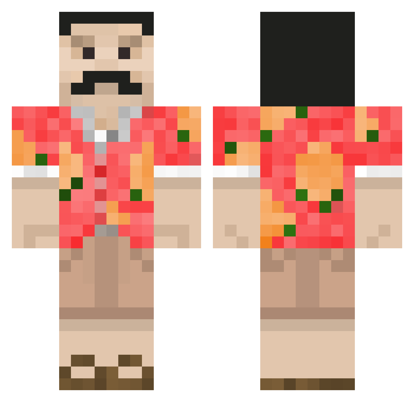 PackRatzzz Minecraft skin, front and back view